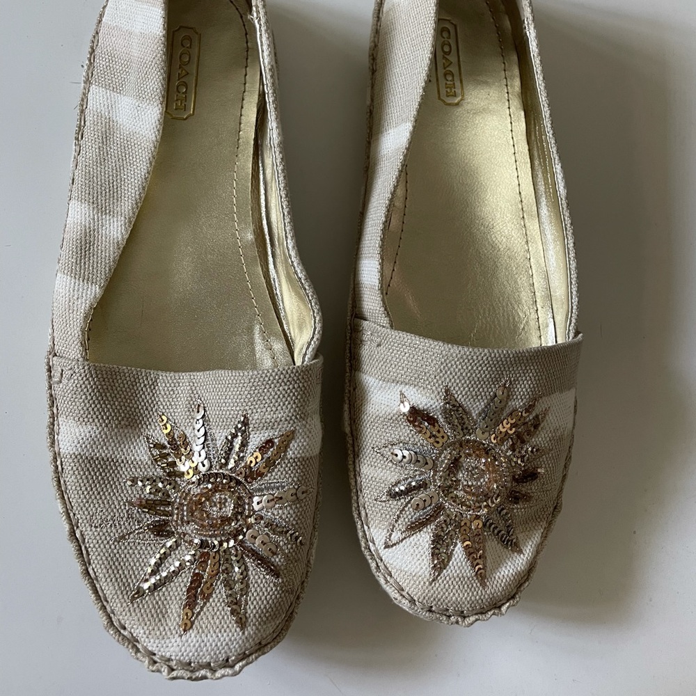 Coach Rorie Lurex Canvas Flats